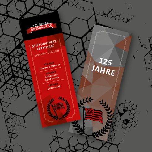 DSC-Lesezeichen als Jubiläums-Zertifikat